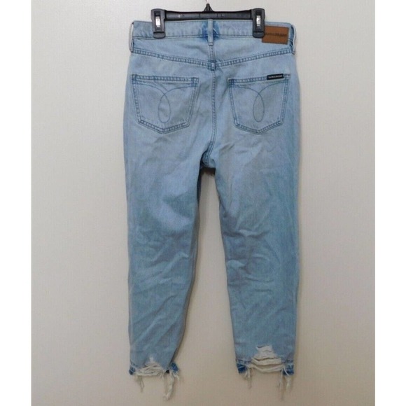 JR484 Calvin Klein Jeans Cotton Ocean Ripped Straight-Leg Jeans Size 30 - Picture 2 of 2